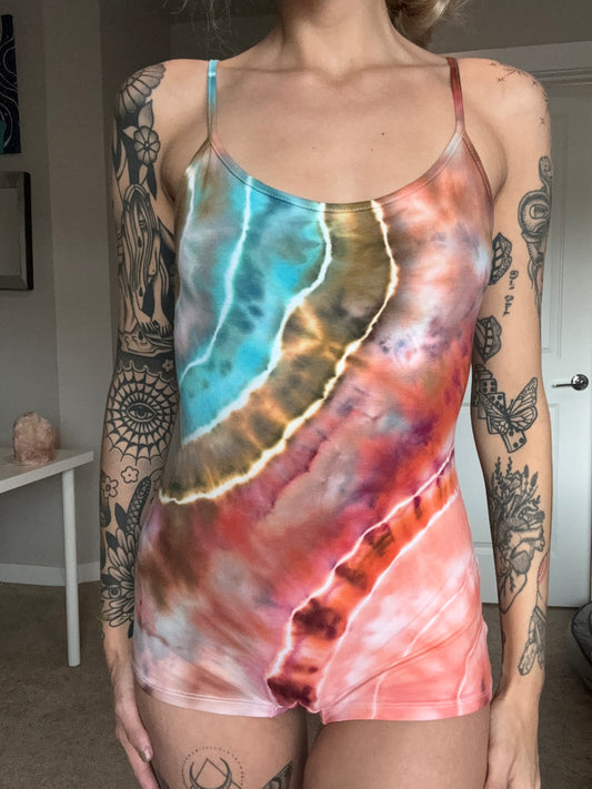 custom tie dyed unbraided romper