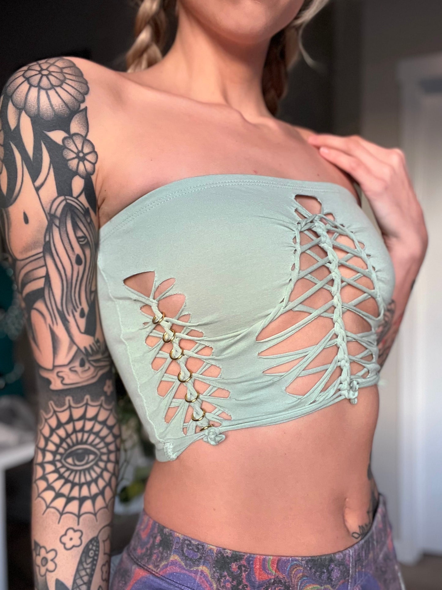 sage braided bandeau top