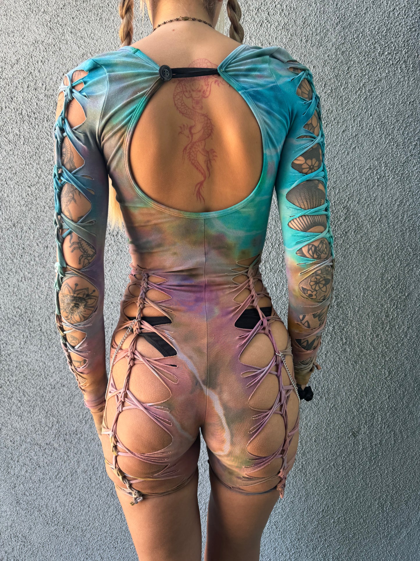 111 custom tie dye long sleeve romper made to order